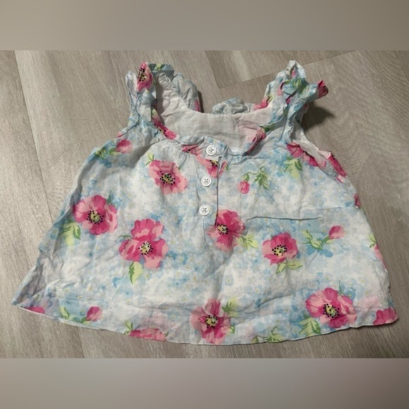 236. JANIE and JACK Pink Floral Spring Summer top Size 3-6 Months - Picture 3 of 5